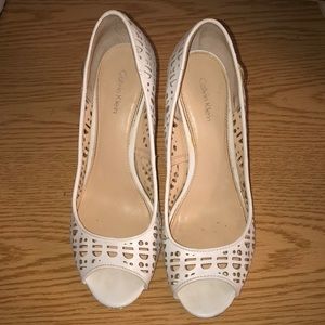 White Calvin Klein heels